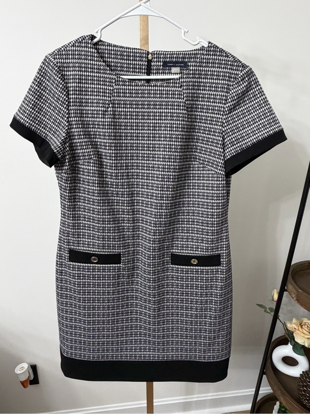 Tommy Hilfiger Black & White Houndstooth Mini Shift Dress